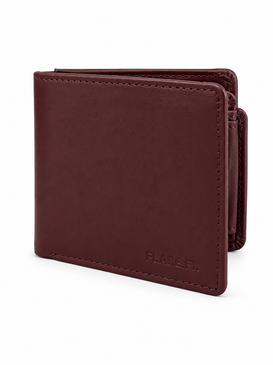 Premium Maroon Zip Bifold Wallet
