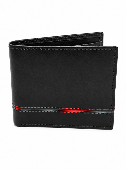 Executive Black Trifold Wallet with Coin Pocket