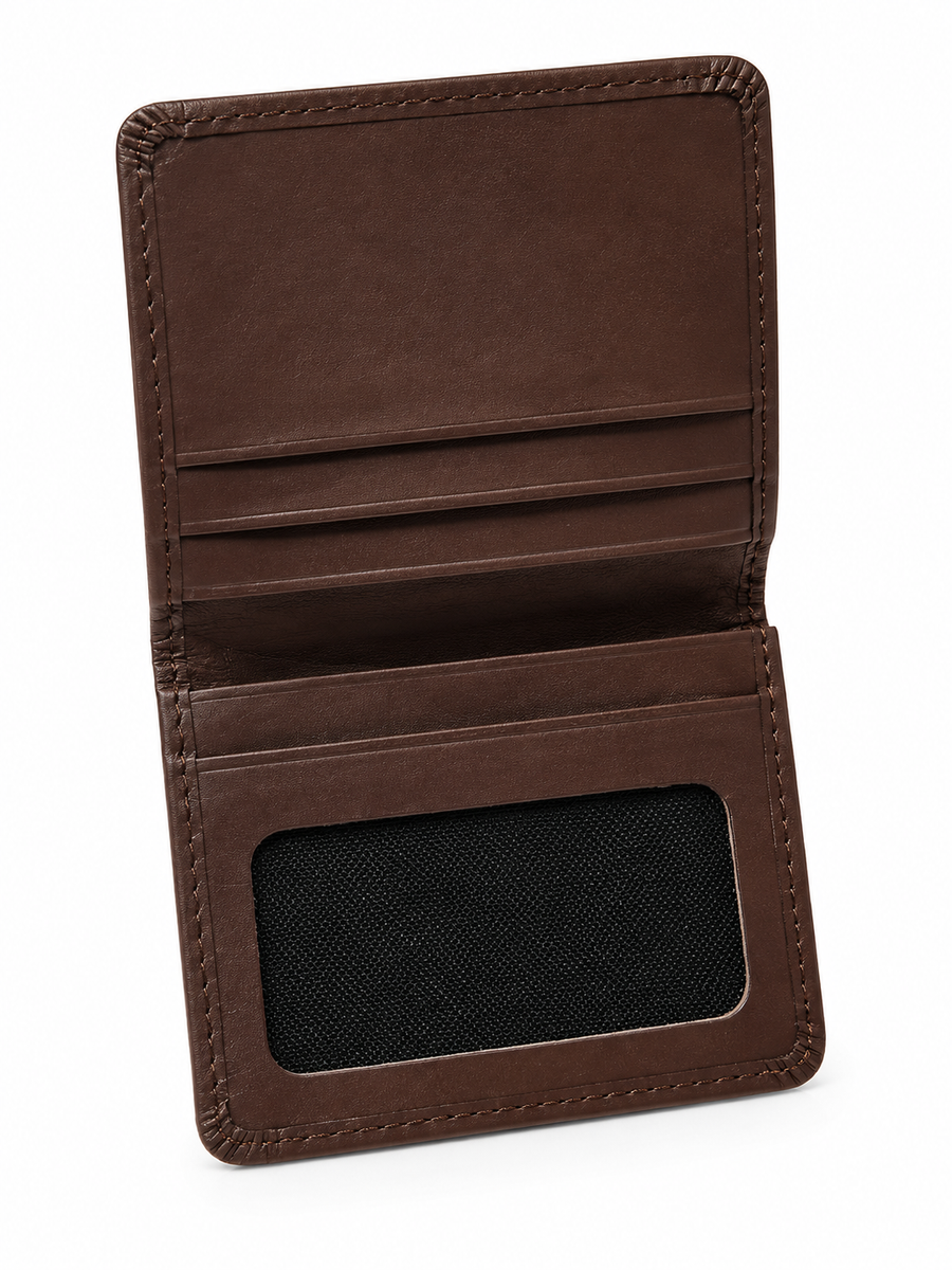 Premium Brown Vertical ID Card Holder Wallet