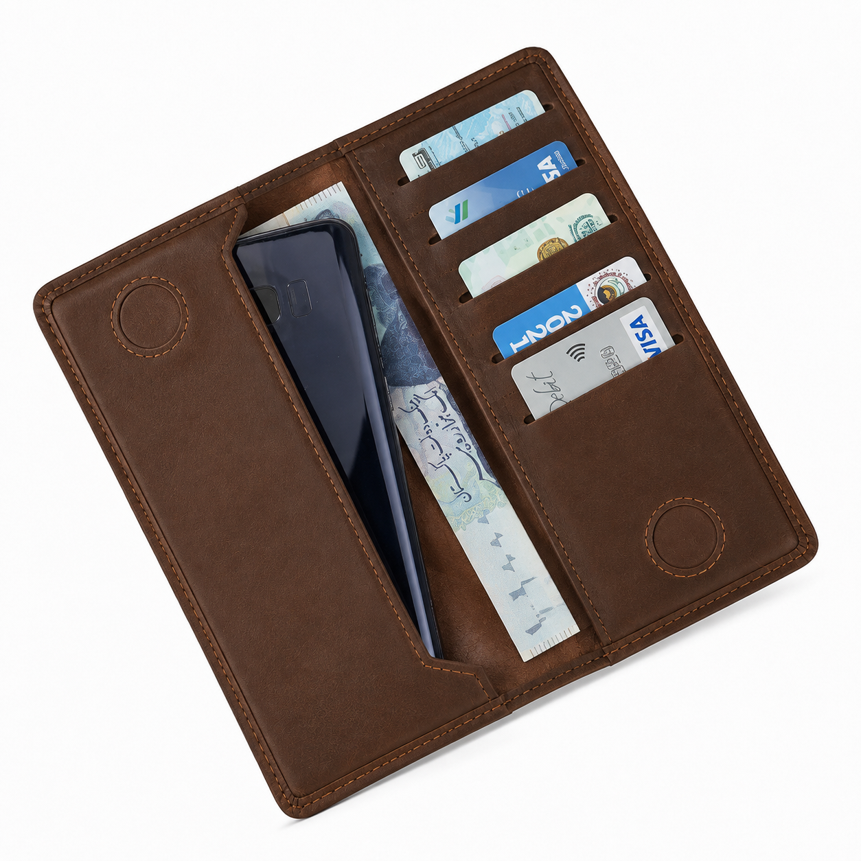 Premium Brown Long Wallet with Multi Card Slots & Cash Compartment