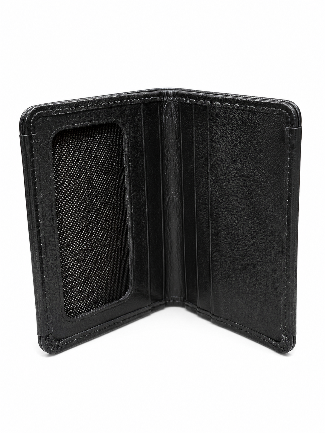 Classic Black Vertical Bifold Wallet with ID Window