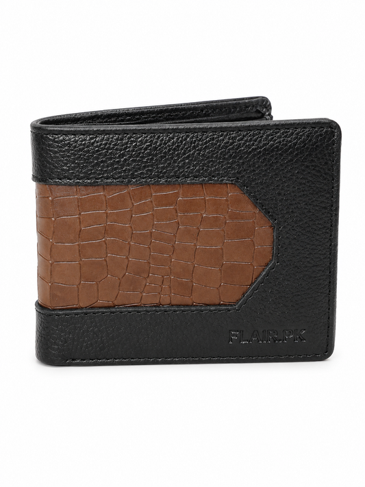 Urban Duo-Tone Crocodile Texture Bifold Wallet