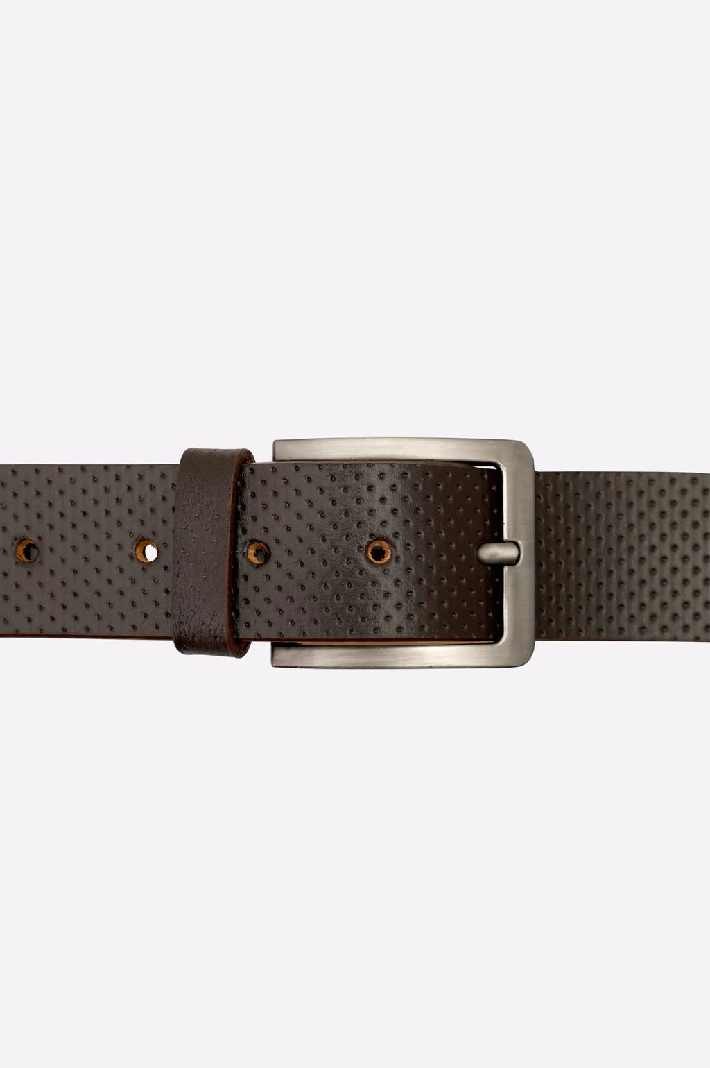 Brown Leather Belt with Metal Buckle