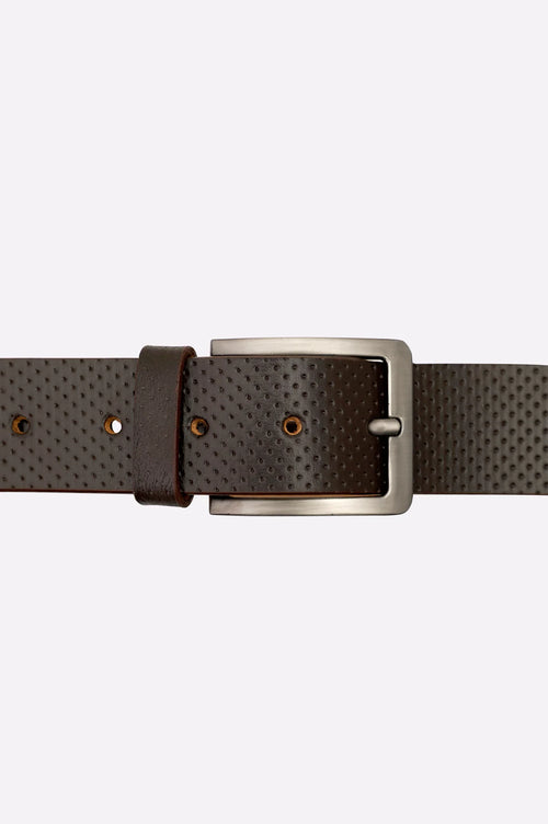 Brown Leather Belt with Metal Buckle
