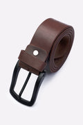Brown Leather Belt with Matte Black Buckle